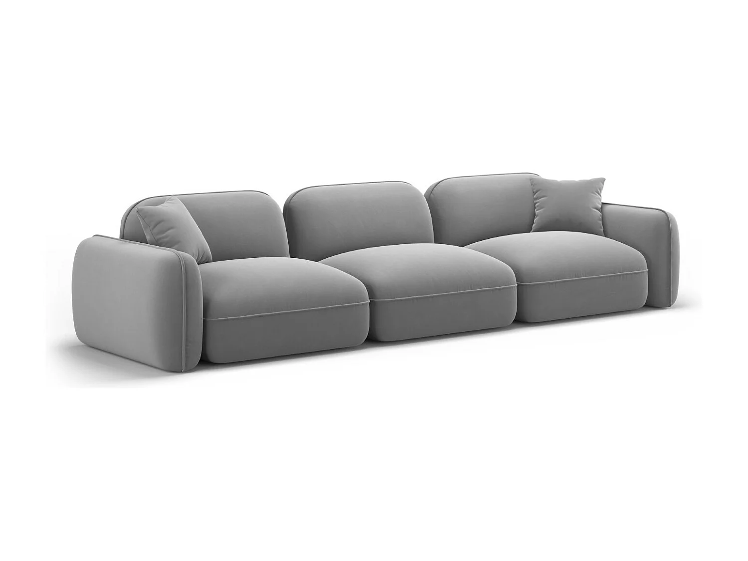 CXL by Christian Lacroix - Canapé modulable "Lucien" 4 places en velours gris clair - 320x90x70cm