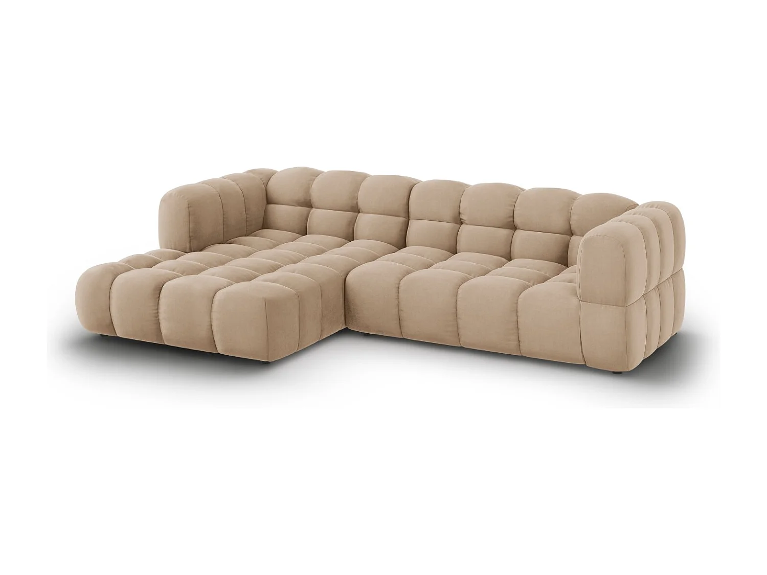 Cosmopolitan Design - Sofá esquinero modular izquierdo "Sky" 4 plazas de terciopelo arena - 272x162x75cm