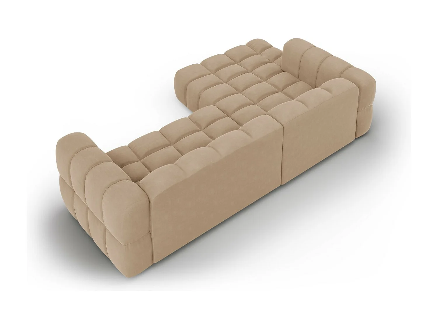 Cosmopolitan Design - Sofá esquinero modular izquierdo "Sky" 4 plazas de terciopelo arena - 272x162x75cm