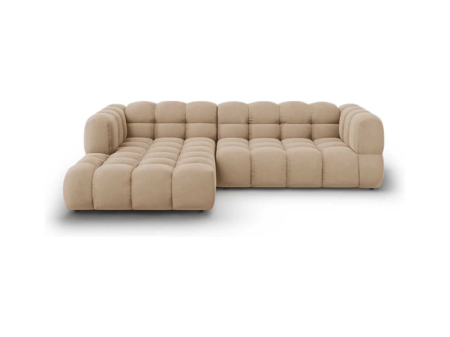 Cosmopolitan Design - Canapé d'angle gauche modulable "Sky" 4 places en velours le sable - 272x162x75cm
