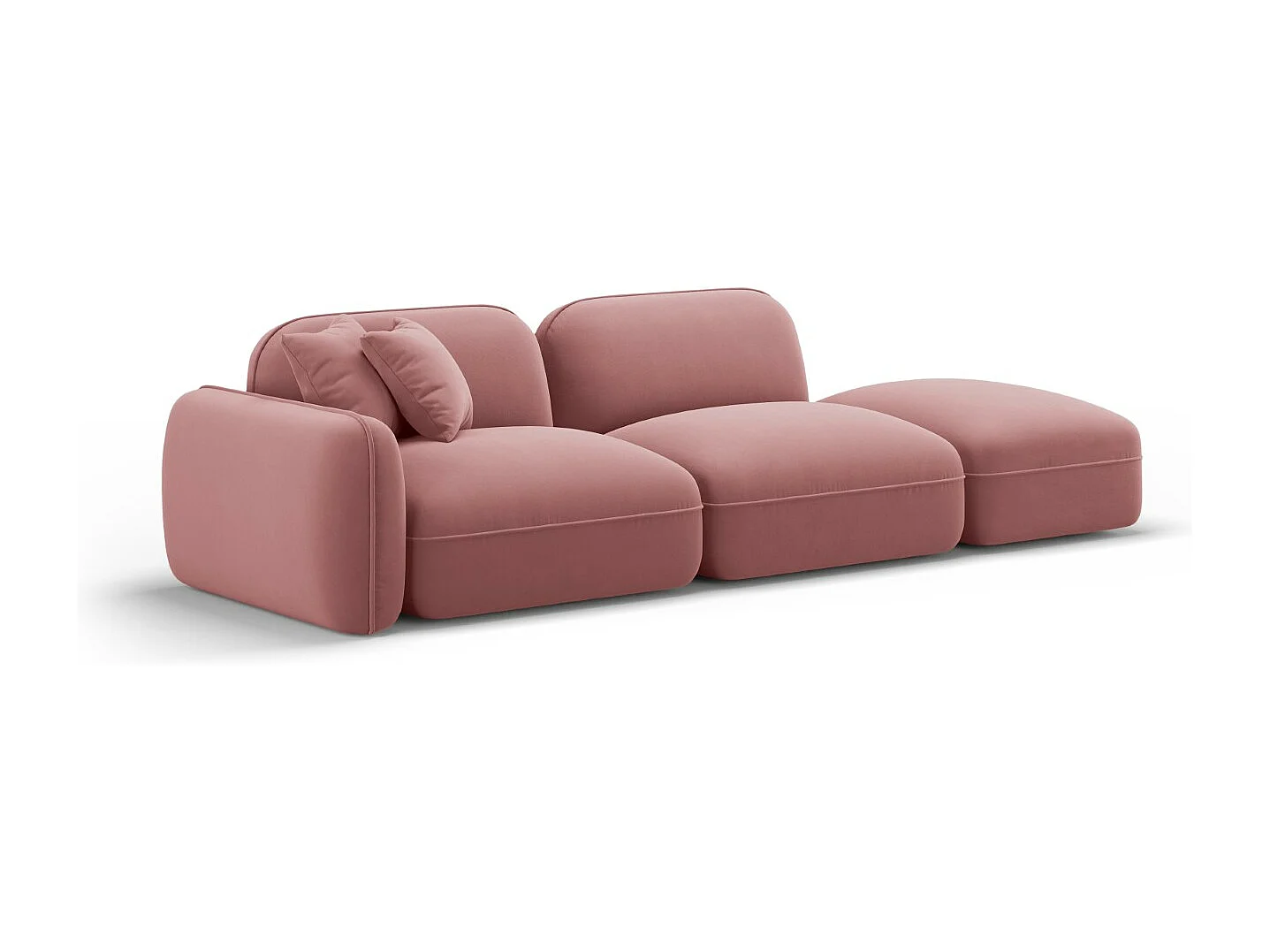 CXL by Christian Lacroix - Sofa modułowa bok prawy, "Lucien" 3 miejsca welur, łosoś - 295x90x70cm