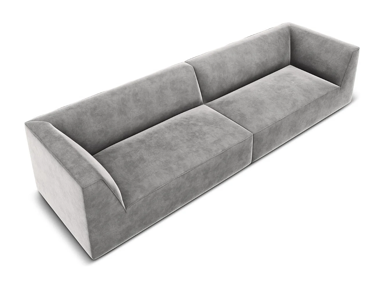 CXL by Christian Lacroix - Sofá "Charles" 4 lugares em veludo cinza claro - 302x93x69cm