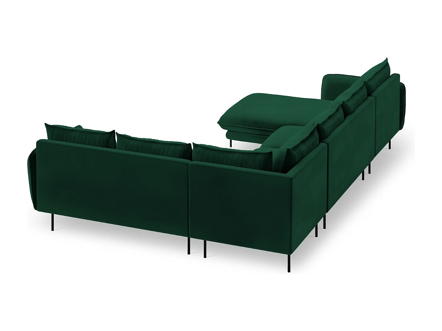 Cosmopolitan Design - Narożnik prawy panoramiczny, "Vienna" 7 miejsc welur, zielony butelkowy - 330x235x95cm