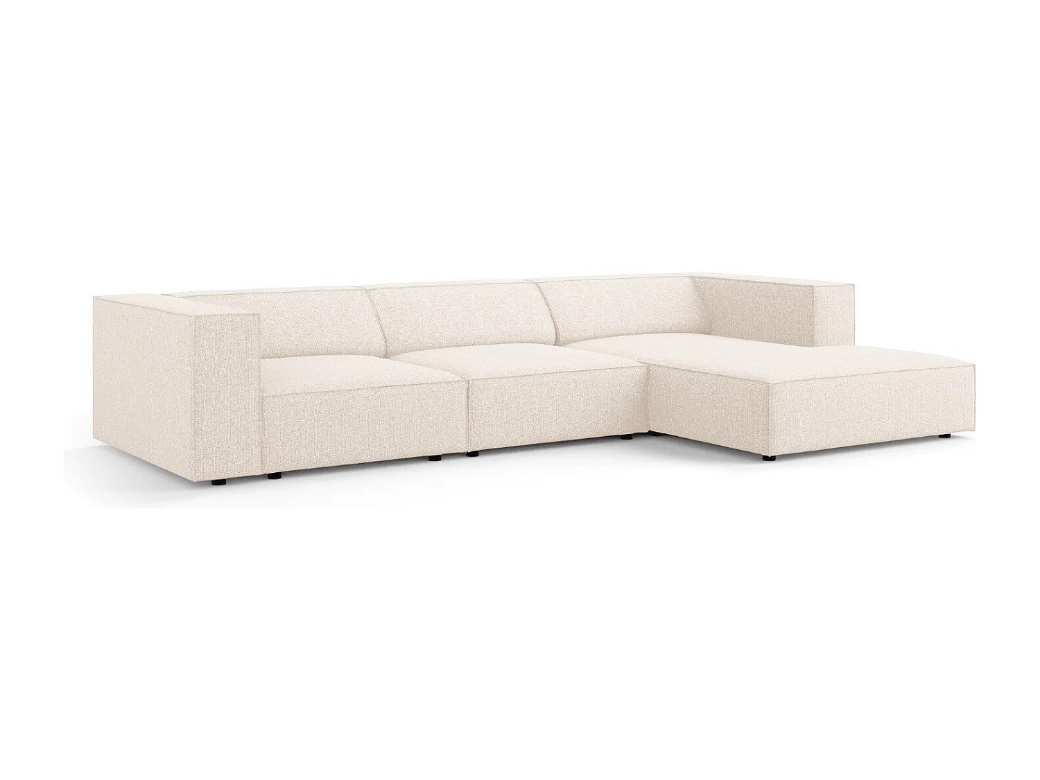 Cosmopolitan Design - Rechter hoekbank "Arendal" 4 zitplaatsen, Chenille, Lichtbeige - 284x166x70cm