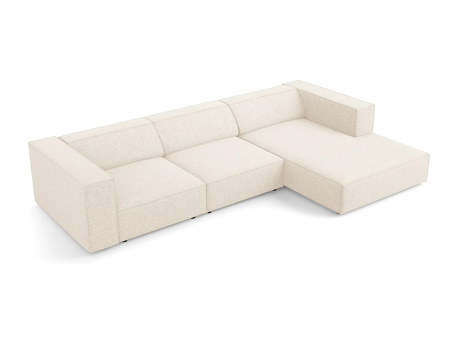 Cosmopolitan Design - Rechter hoekbank "Arendal" 4 zitplaatsen, Chenille, Lichtbeige - 284x166x70cm