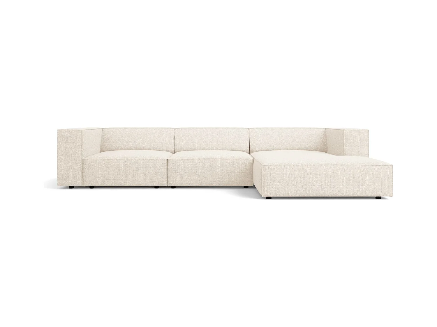 Cosmopolitan Design - Canapé d'angle droit "Arendal" 4 places en chenille beige clair - 284x166x70cm