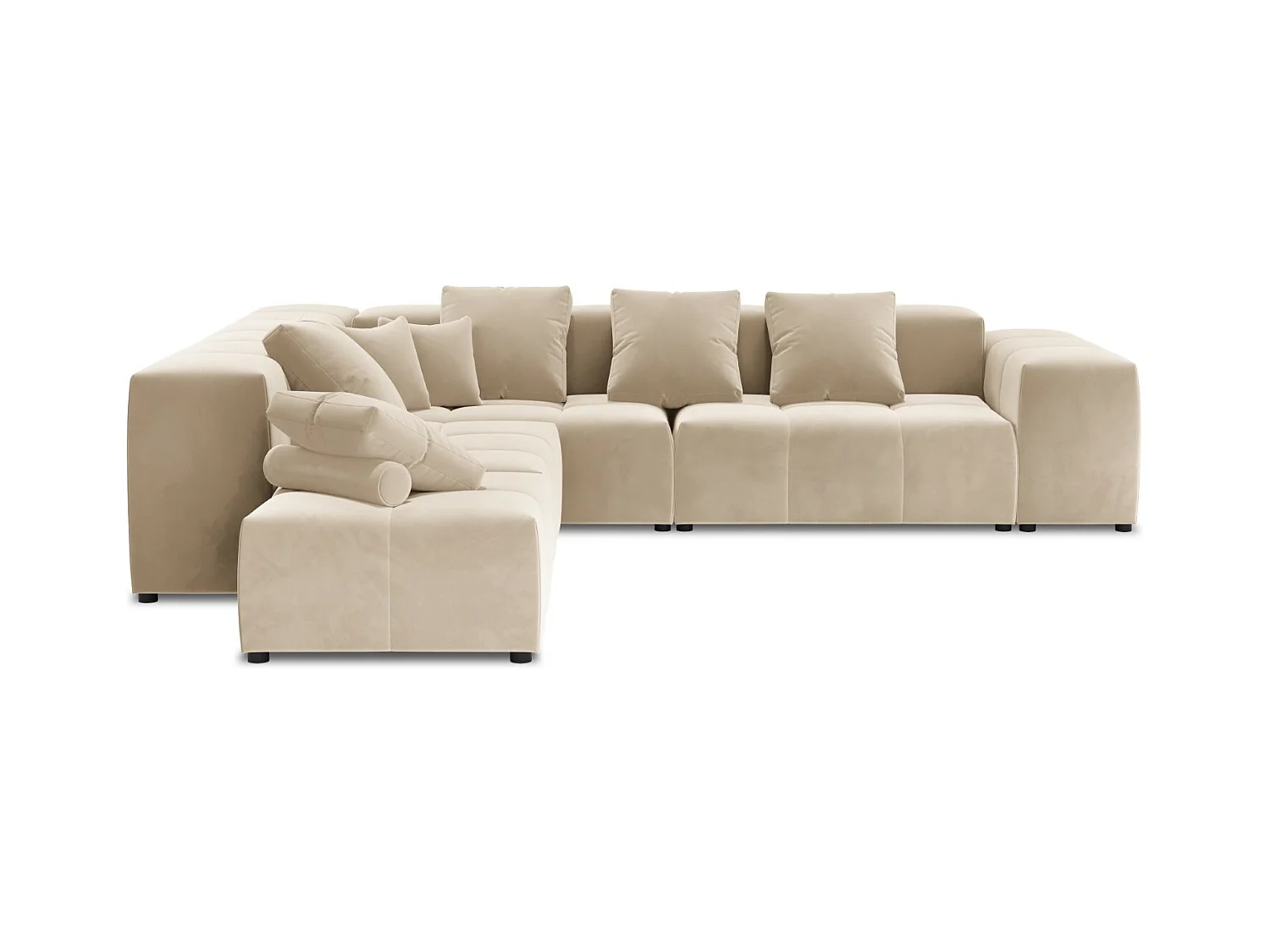 Cosmopolitan Design - Narożnik symetryczny modułowy, "Rome" 7 miejsc welur, beż - 320x320x75cm