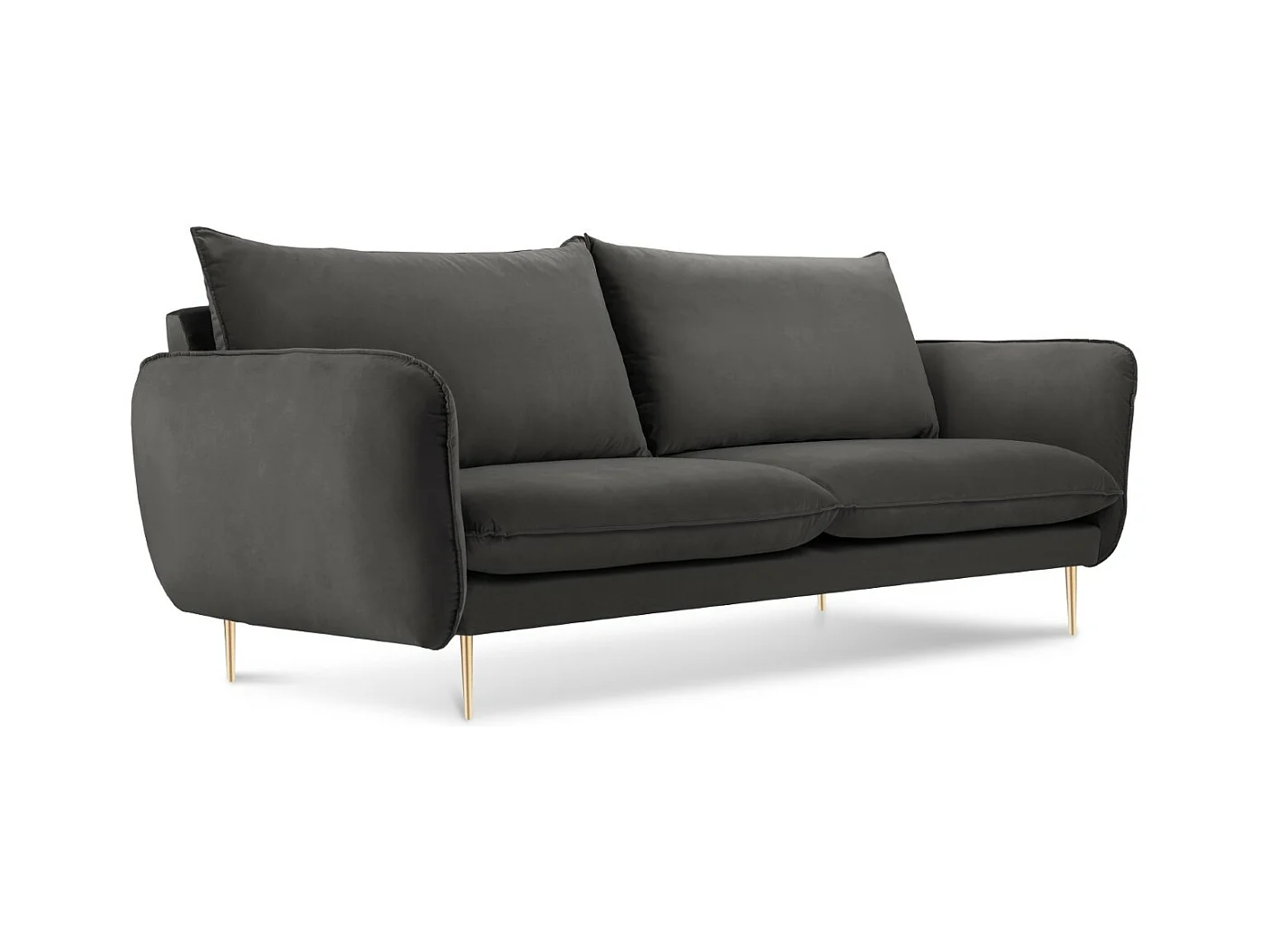 Cosmopolitan Design - Canapé "Vienna" 2 places en velours gris foncé - 160x92x95cm