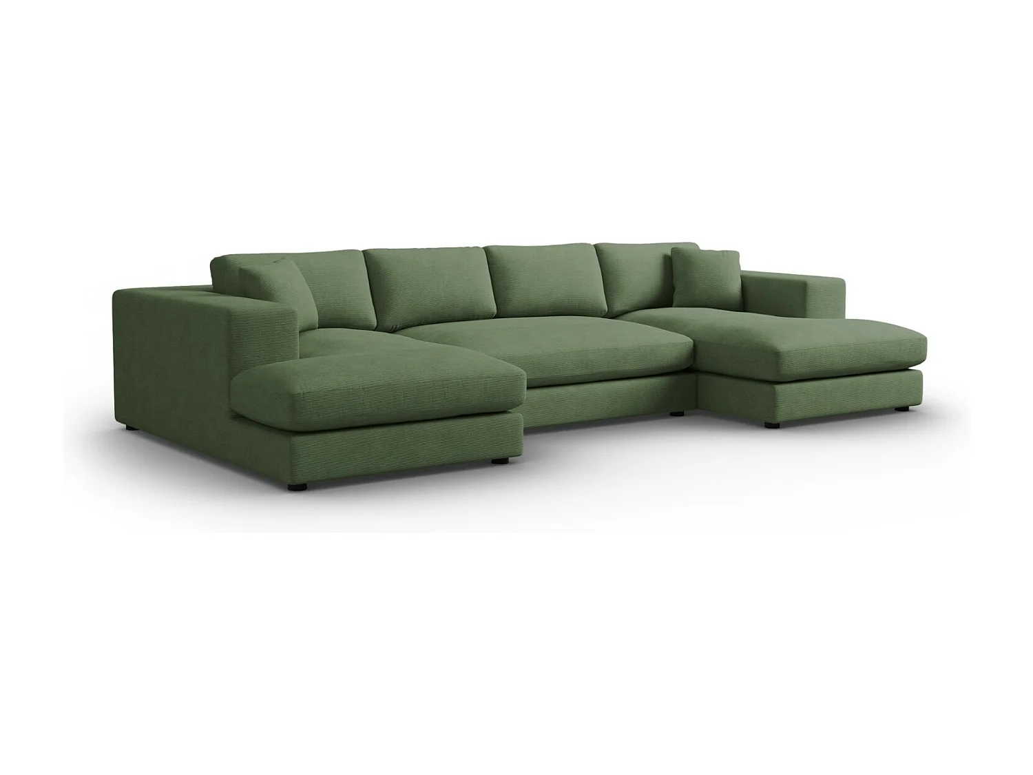 CXL by Christian Lacroix - Sofá panorâmico "Tendance" 5 lugares em veludo cotelê verde - 344x170x72cm