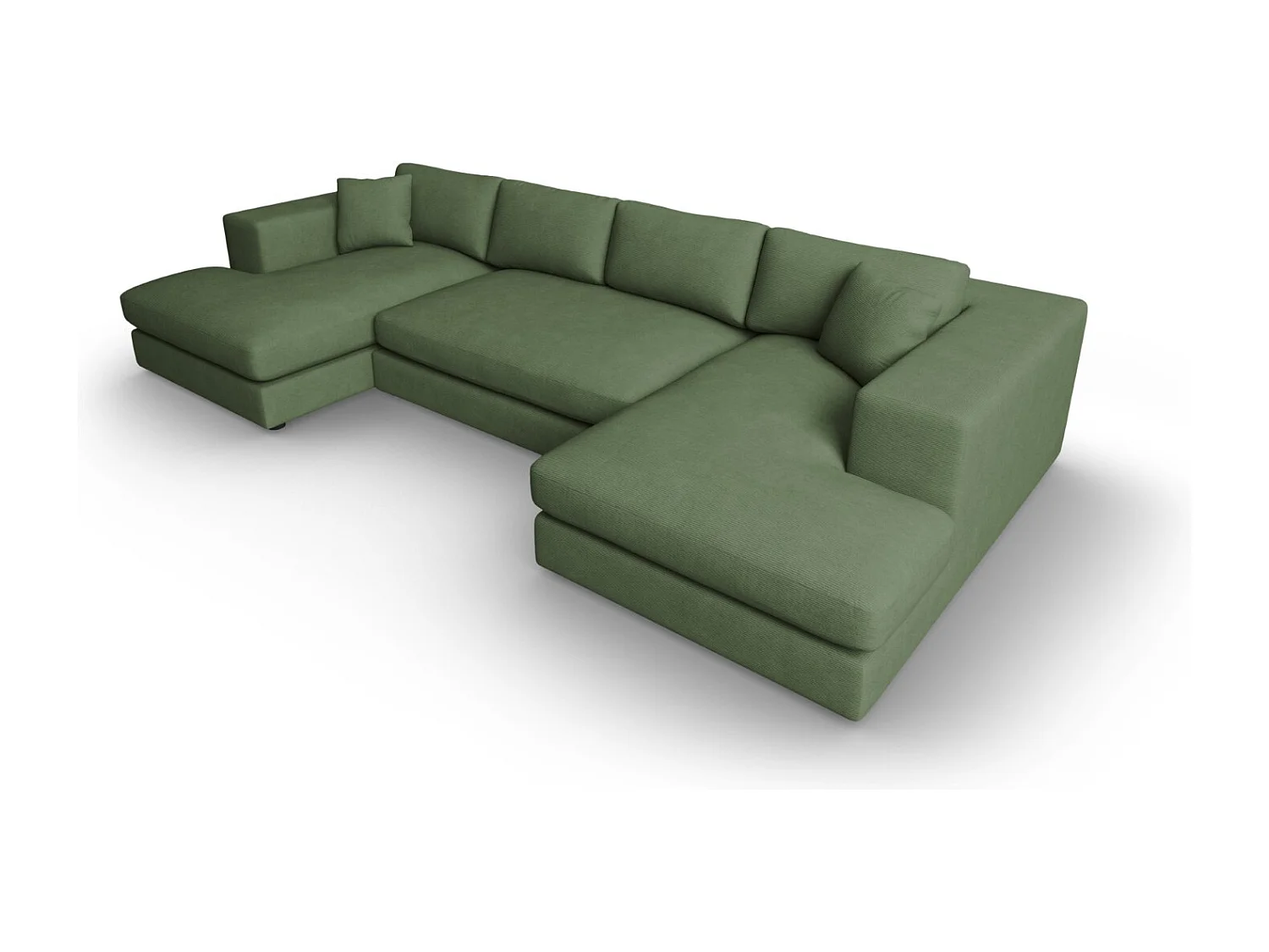CXL by Christian Lacroix - Sofá panorâmico "Tendance" 5 lugares em veludo cotelê verde - 344x170x72cm