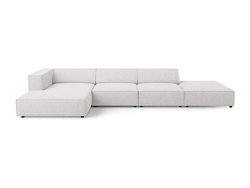 Cosmopolitan Design - Sofá esquinero izquierdo "Arendal" 5 plazas de tejido chenilla gris claro - 341x166x70cm