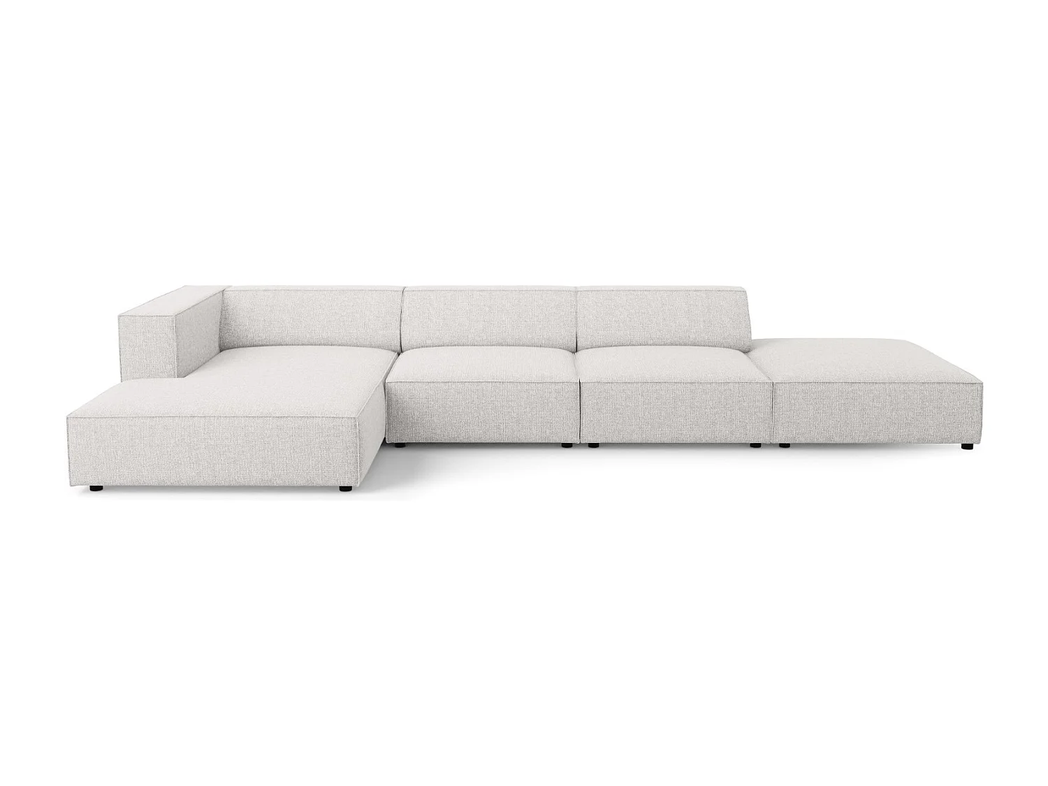 Cosmopolitan Design - Sofá de canto esquerdo "Arendal" 5 lugares em tecido chenille cinza claro - 341x166x70cm