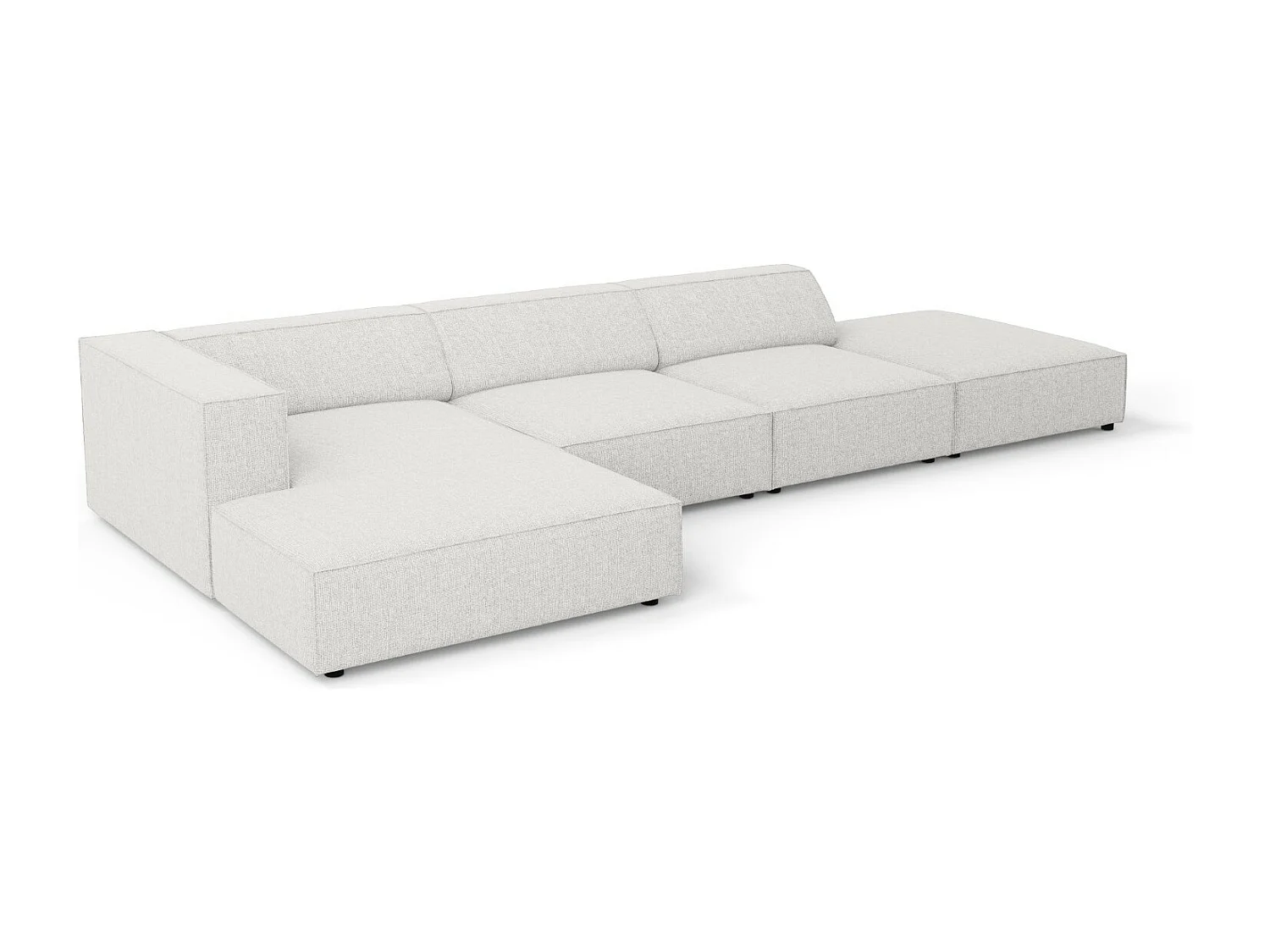 Cosmopolitan Design - Sofá de canto esquerdo "Arendal" 5 lugares em tecido chenille cinza claro - 341x166x70cm