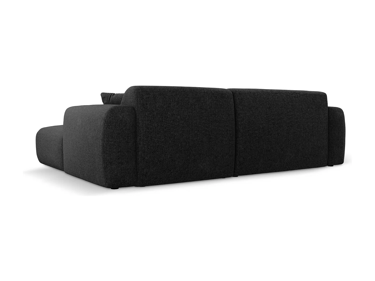 Cosmopolitan Design - Canapé d'angle gauche "Nolio" 4 places en chenille noir - 235x170x72cm