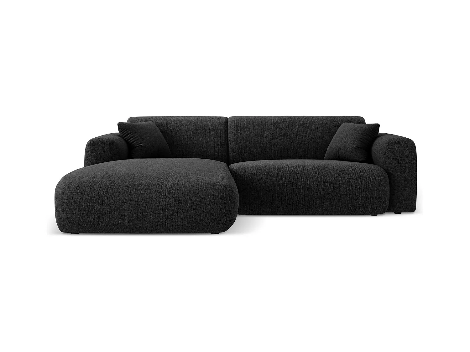 Cosmopolitan Design - Canapé d'angle gauche "Nolio" 4 places en chenille noir - 235x170x72cm