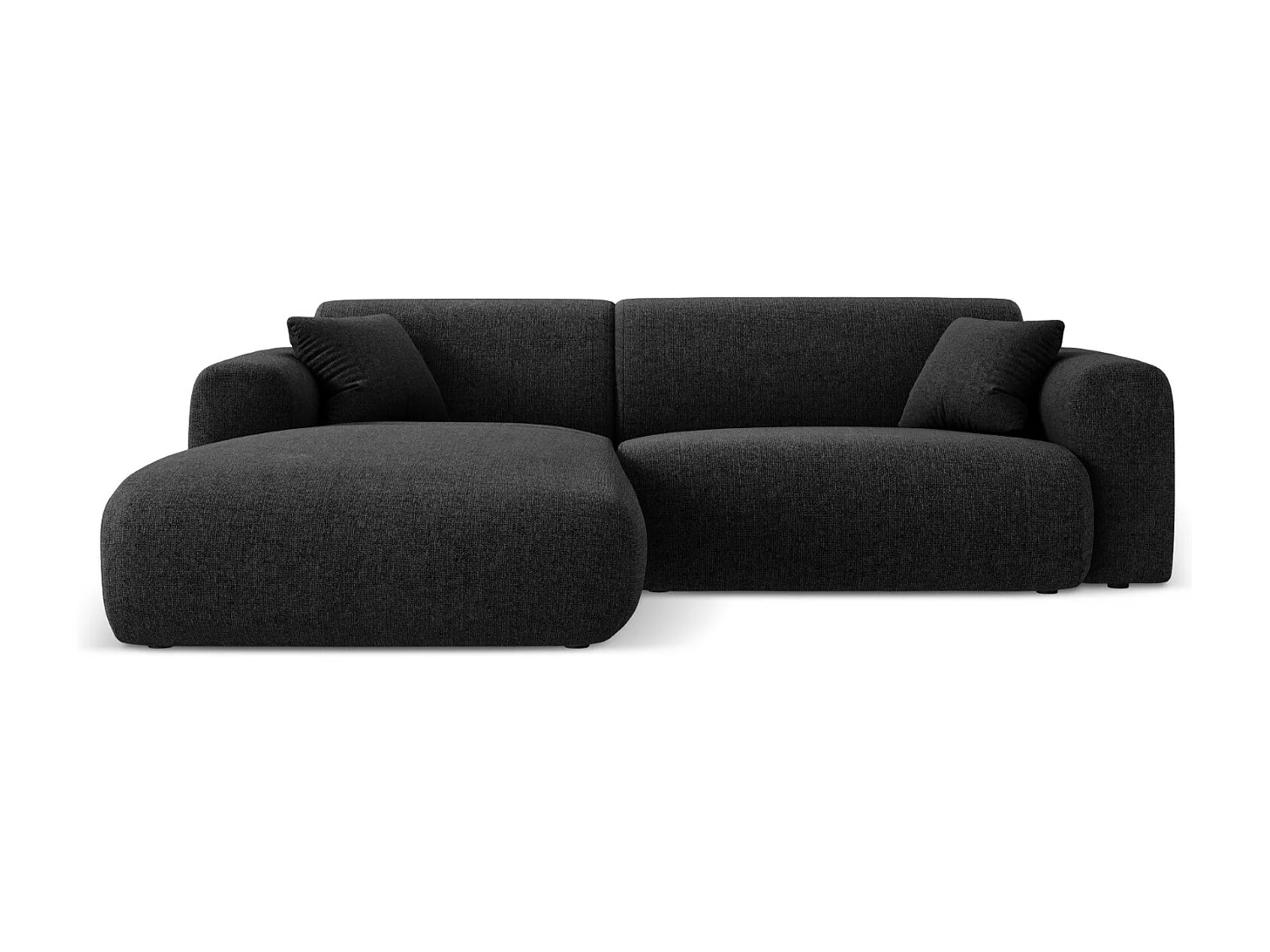 Cosmopolitan Design - Canapé d'angle gauche "Nolio" 4 places en chenille noir - 235x170x72cm