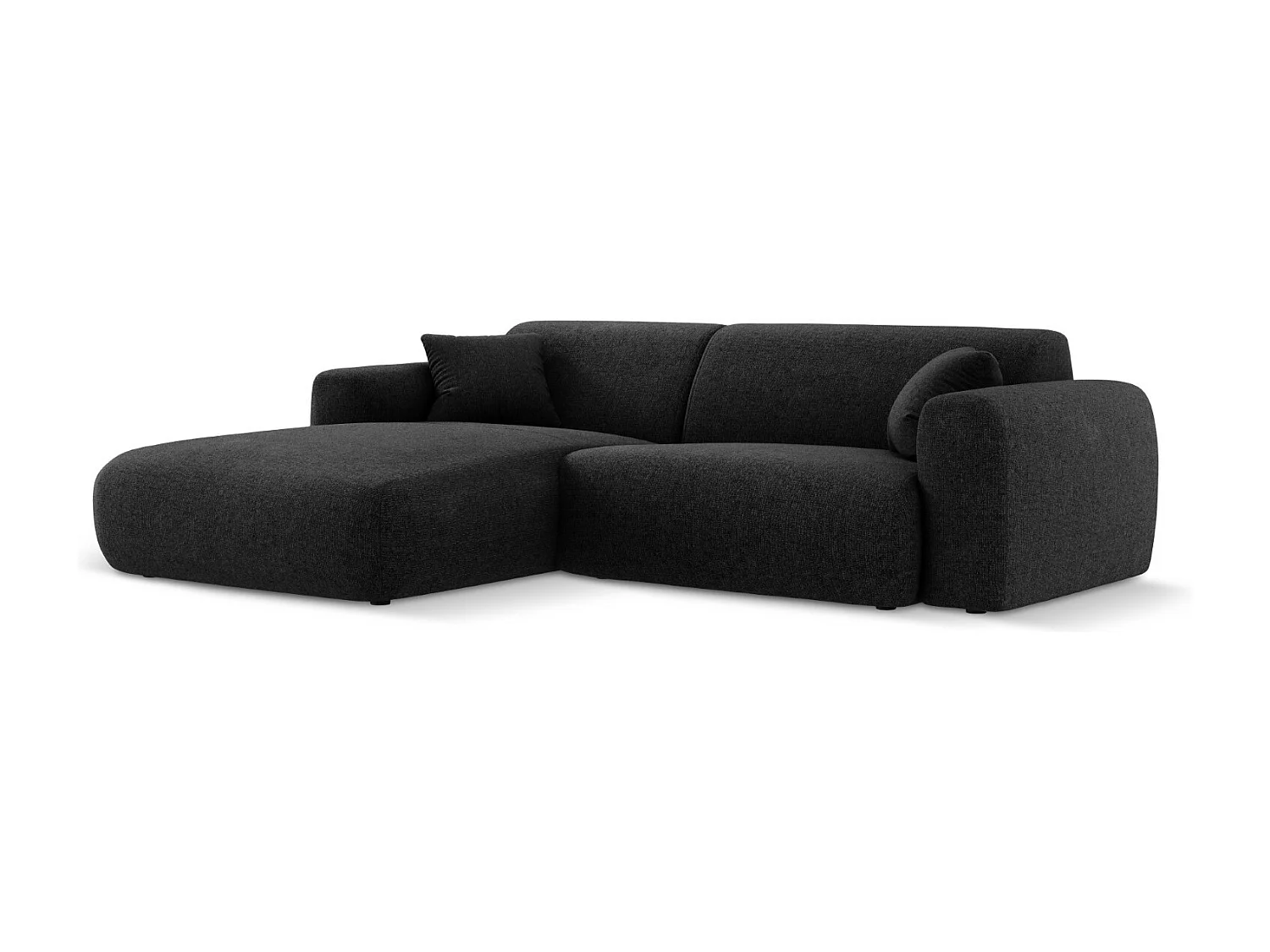 Cosmopolitan Design - Canapé d'angle gauche "Nolio" 4 places en chenille noir - 235x170x72cm