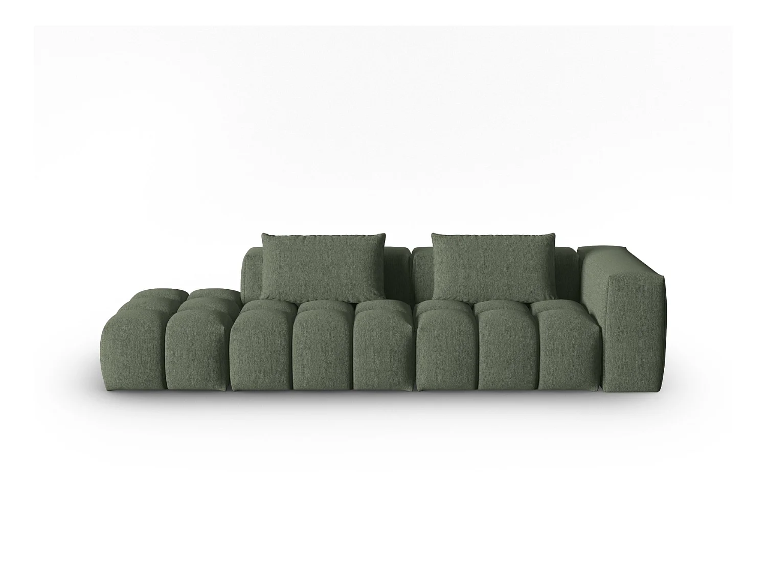 CXL by Christian Lacroix - Canapé modulable gauche "Lorella" 3 places en tissu structurel vert olive foncé - 265x85x70cm