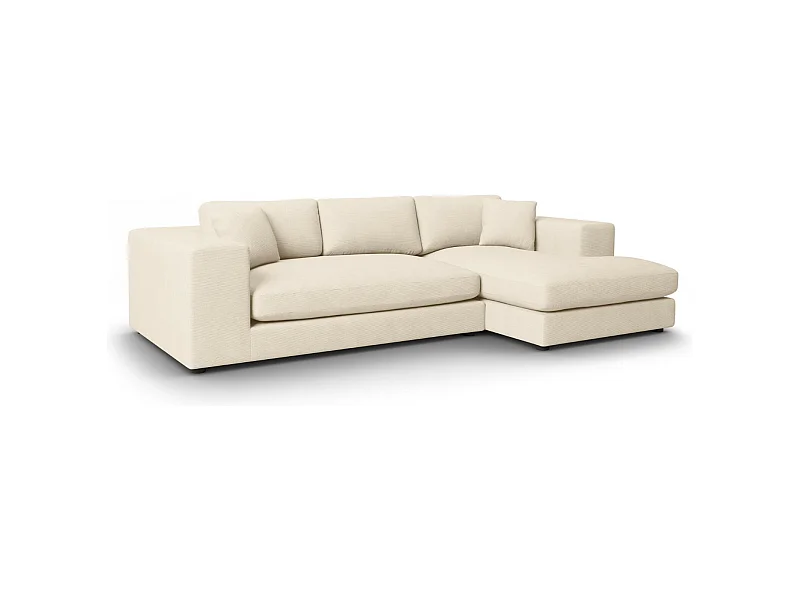 CXL by Christian Lacroix - Divano angolare destro "Tendance" 5 posti in velluto a coste beige chiaro - 282x174x72cm