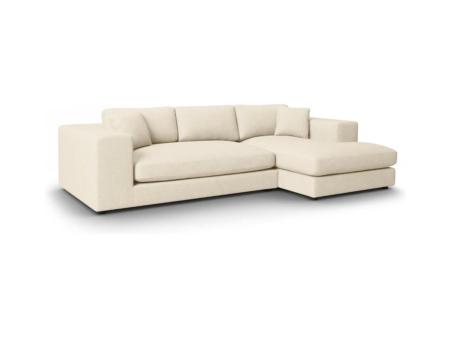 CXL by Christian Lacroix - Rechter hoekbank "Tendance" 5 zitplaatsen, Ribfluwelen, Lichtbeige - 282x174x72cm
