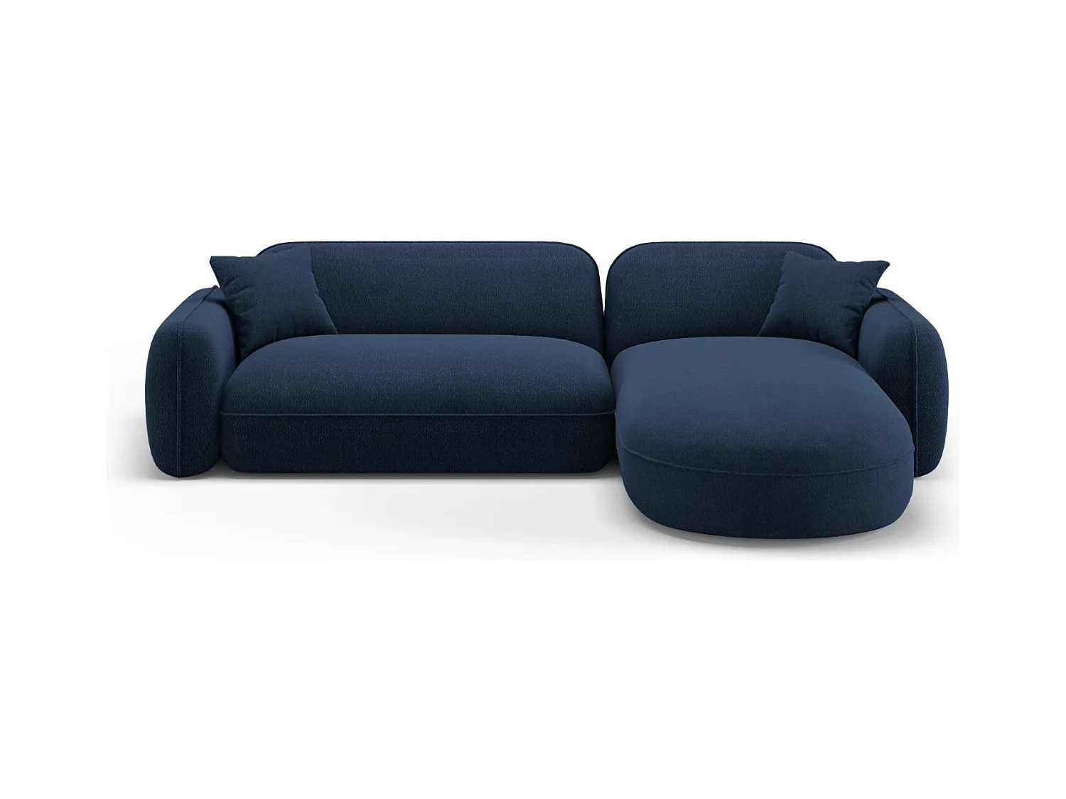 CXL by Christian Lacroix - Canapé d'angle droit modulable "Lucien" 4 places en velours bleu foncé - 275x165x70cm