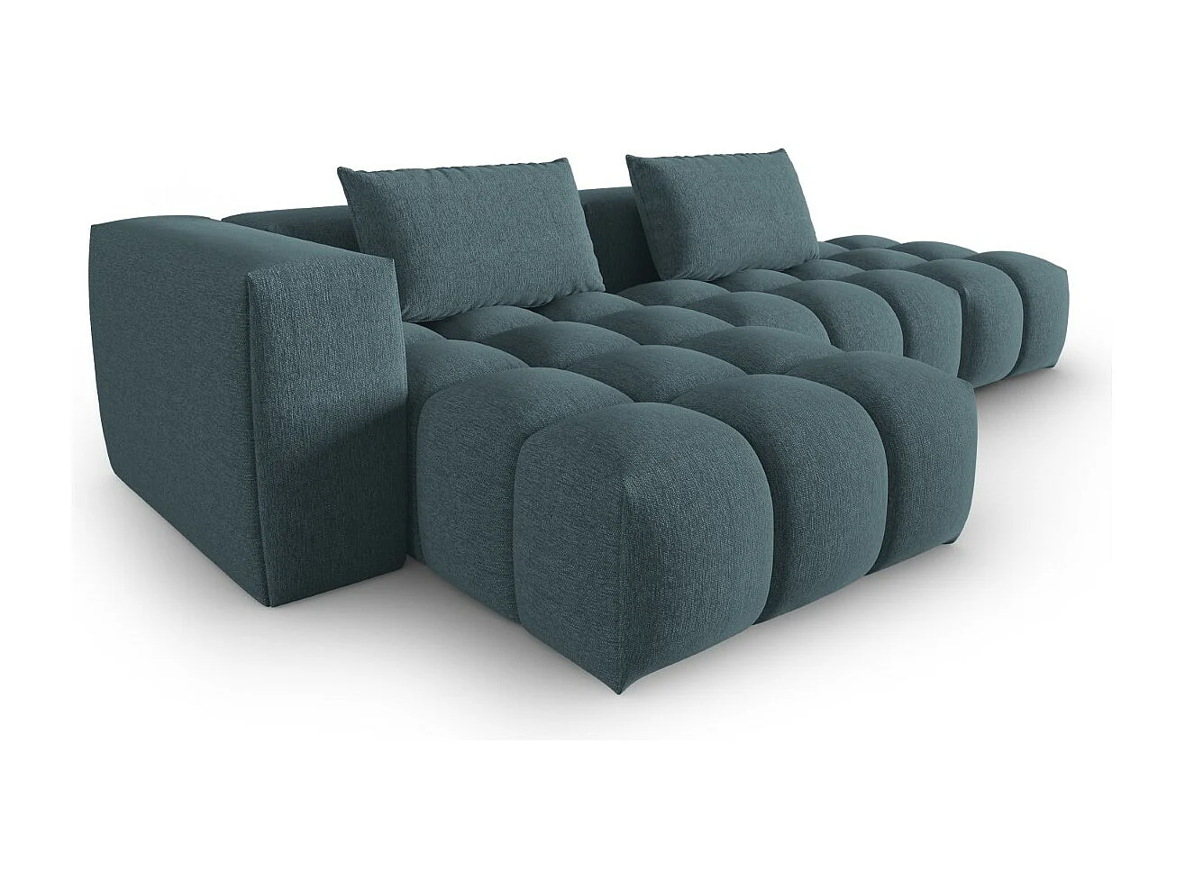 CXL by Christian Lacroix - Divano angolare modulare sinistro "Lorella" 4 posti in tessuto strutturato azzurro - 265x145x70cm