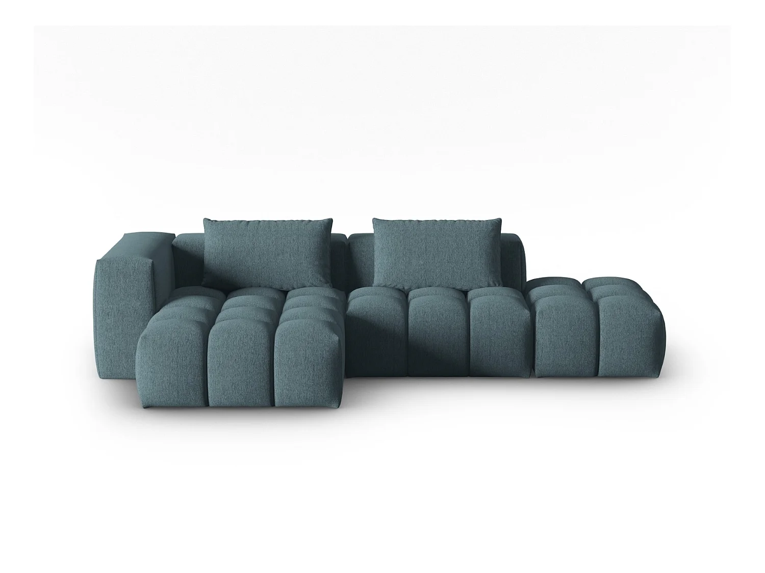 CXL by Christian Lacroix - Canapé d'angle gauche modulable "Lorella" 4 places en tissu structurel bleu clair - 265x145x70cm