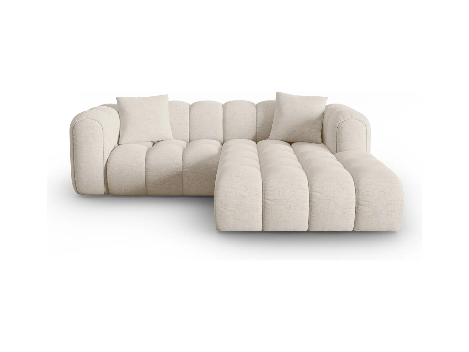 CXL by Christian Lacroix - Canapé d'angle droit modulable "Clotilde" 3 places en tissu structurel beige - 187x190x70cm