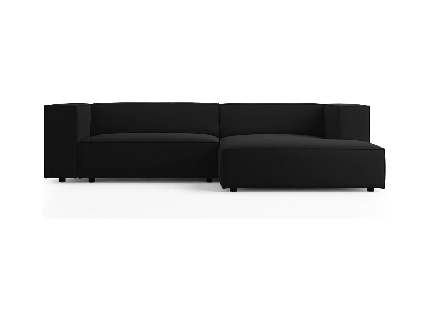 Cosmopolitan Design - Rechter hoekbank "Arendal" 3 zitplaatsen, Flueel, Zwart - 224x166x70cm