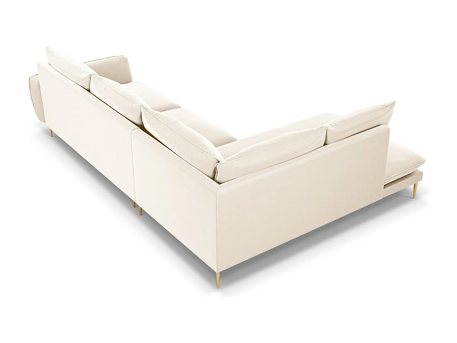 Cosmopolitan Design - 6-Sitzer Ecksofa links "Vienna" aus Samt leichtes beige - 275x185x95cm