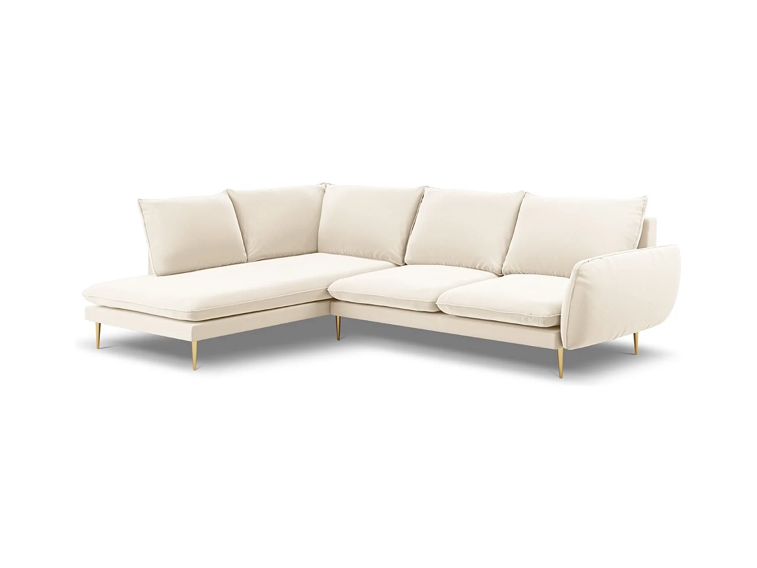 Cosmopolitan Design - Canapé d'angle gauche "Vienna" 6 places en velours beige clair - 275x185x95cm