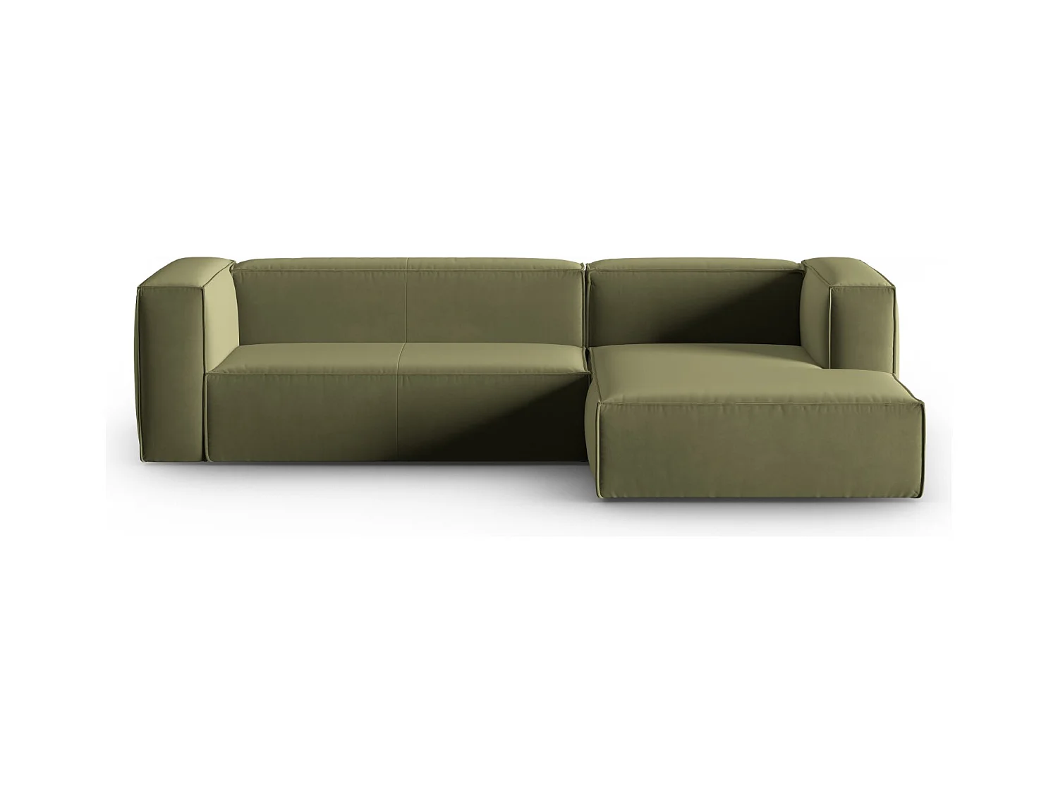Cosmopolitan Design - Canapé d'angle droit "Mackay" 4 places en velours vert clair - 282x166x73cm
