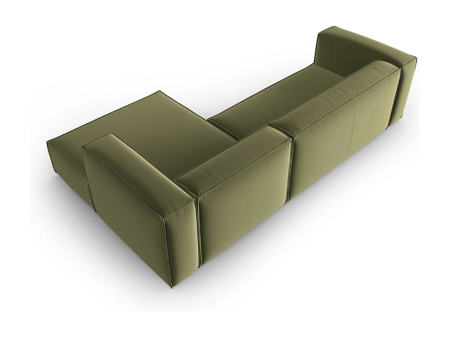 Cosmopolitan Design - Canapé d'angle droit "Mackay" 4 places en velours vert clair - 282x166x73cm