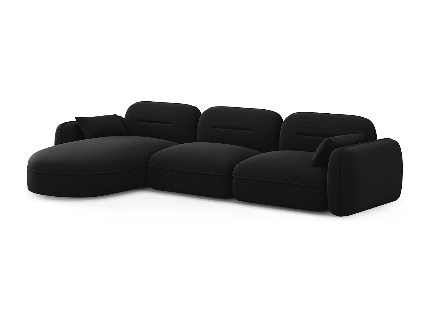 Cosmopolitan Design - Divano angolare modulare sinistro "Sydney" 4 posti in velluto nero - 320x165x70cm