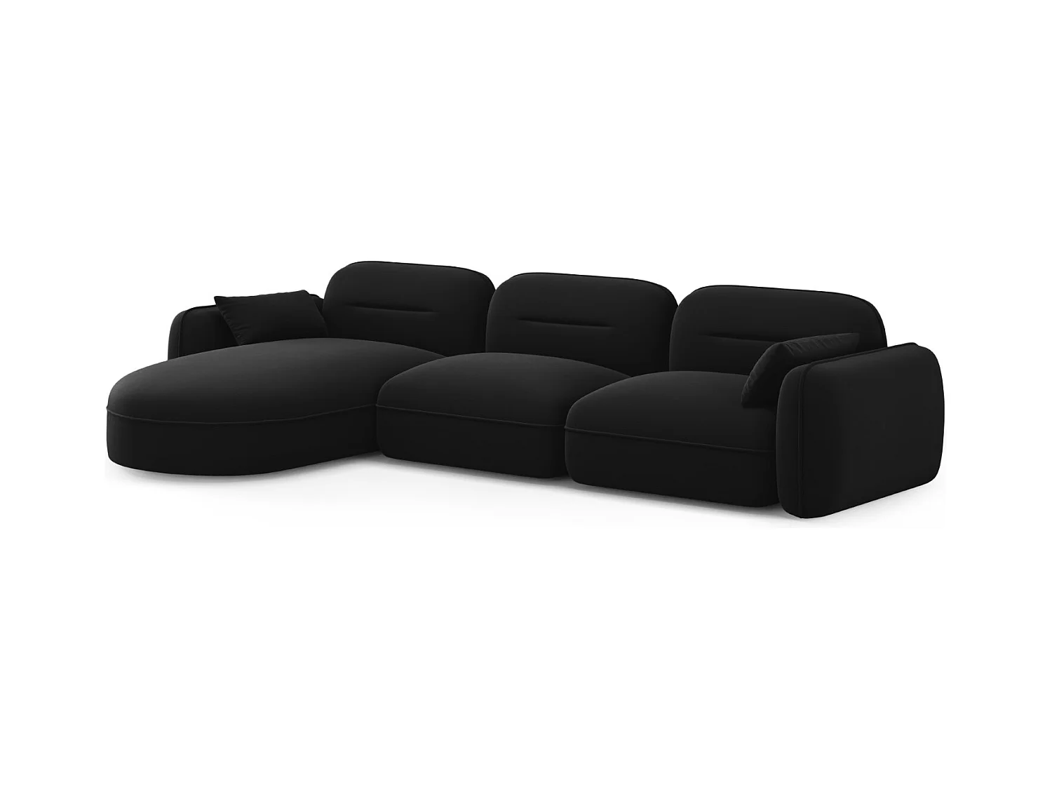 Cosmopolitan Design - Canapé d'angle gauche modulable "Sydney" 4 places en velours noir - 320x165x70cm