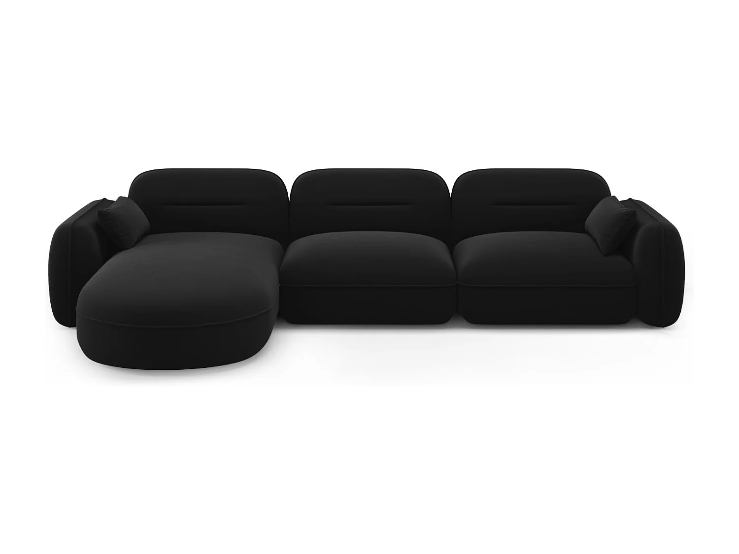Cosmopolitan Design - Canapé d'angle gauche modulable "Sydney" 4 places en velours noir - 320x165x70cm