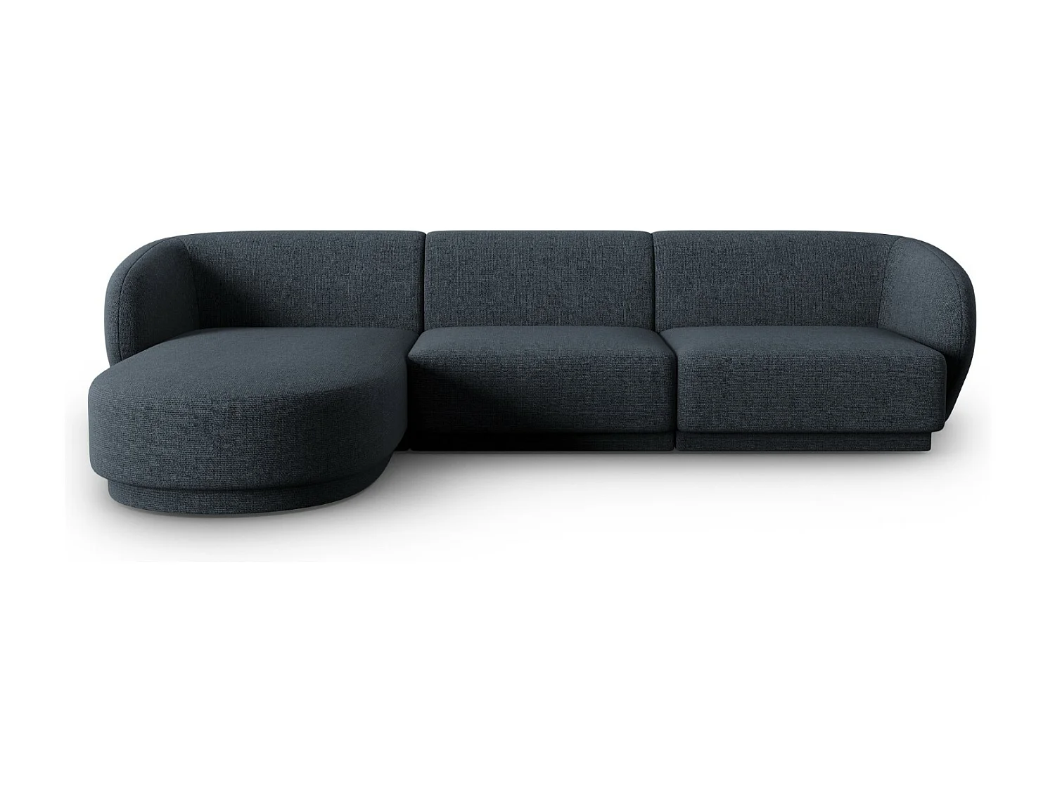 CXL by Christian Lacroix - Canapé d'angle gauche modulable "Lionel" 4 places en chenille bleu mélange - 266x155x74cm