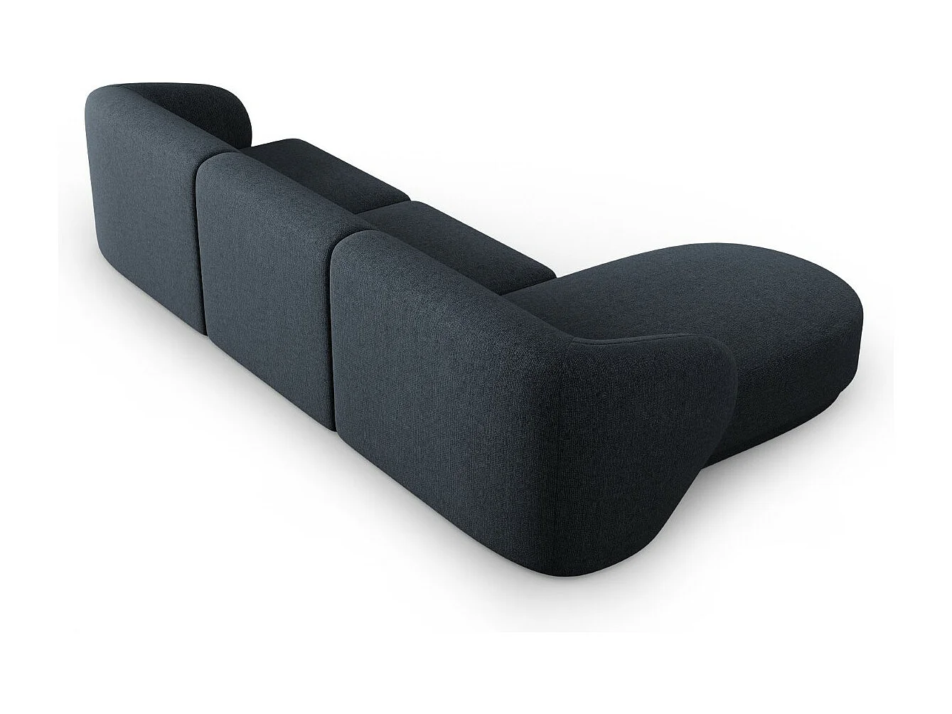 CXL by Christian Lacroix - Canapé d'angle gauche modulable "Lionel" 4 places en chenille bleu mélange - 266x155x74cm