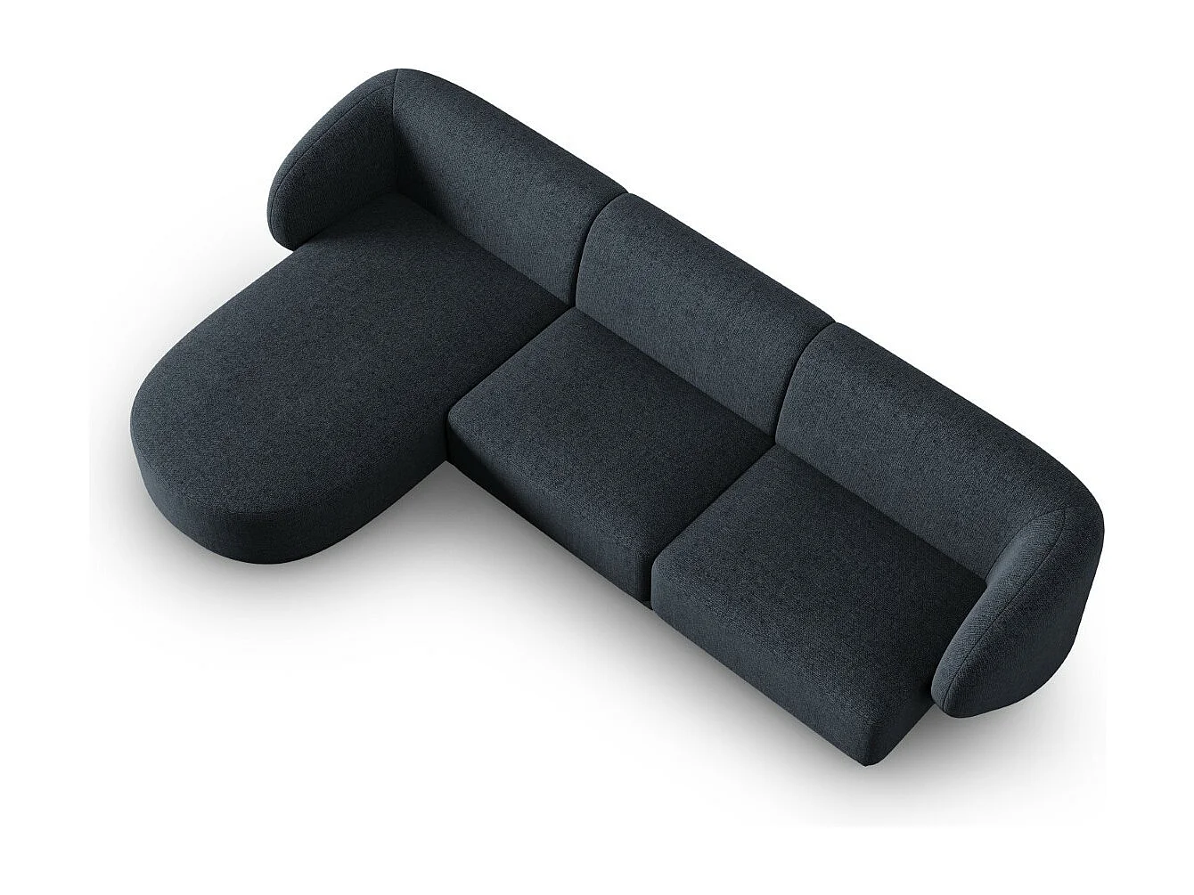 CXL by Christian Lacroix - Canapé d'angle gauche modulable "Lionel" 4 places en chenille bleu mélange - 266x155x74cm