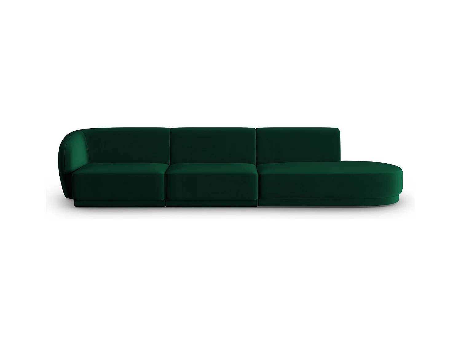 CXL by Christian Lacroix - Rechte modulaire bank "Lionel" 4 zitplaatsen, Flueel, Flessengroen - 311x93x74cm