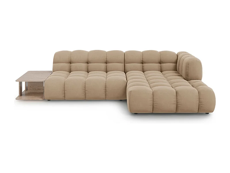 Cosmopolitan Design - Sofá esquinero modular derecho "Sky" 4 plazas de terciopelo arena - 297x162x75cm
