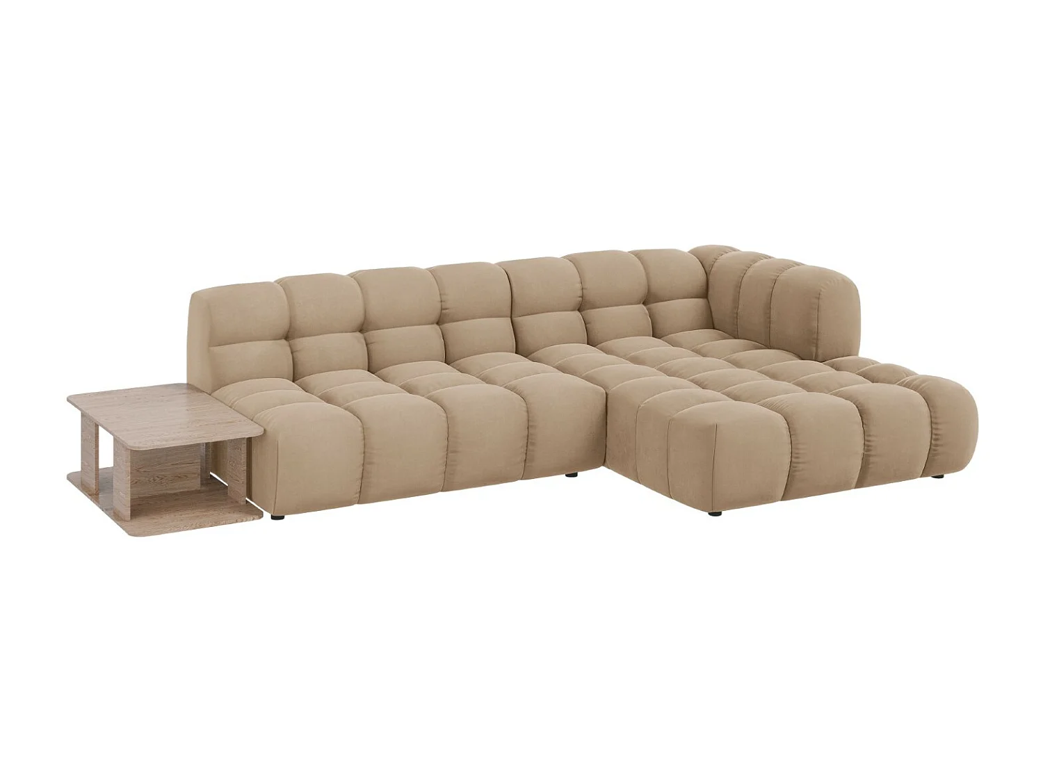 Cosmopolitan Design - Modulaire hoekbank rechts "Sky" 4 zitplaatsen, Flueel, Zand - 297x162x75cm