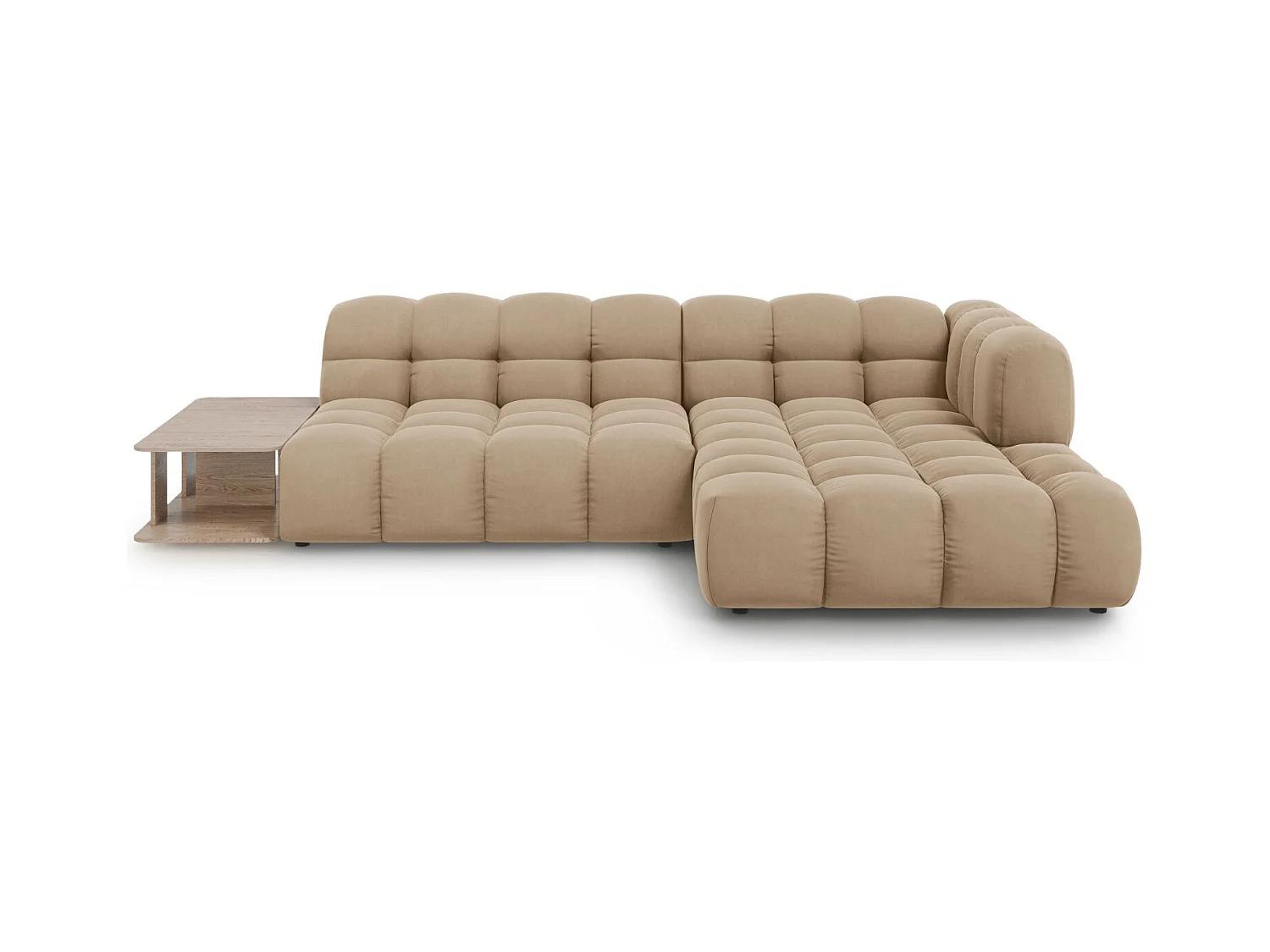 Cosmopolitan Design - Modulaire hoekbank rechts "Sky" 4 zitplaatsen, Flueel, Zand - 297x162x75cm