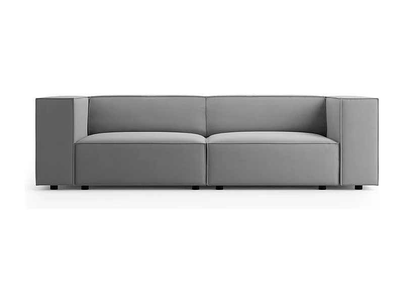 Cosmopolitan Design - Sofa, "Arendal" 3 miejsca welur, szary jasny - 204x102x70cm