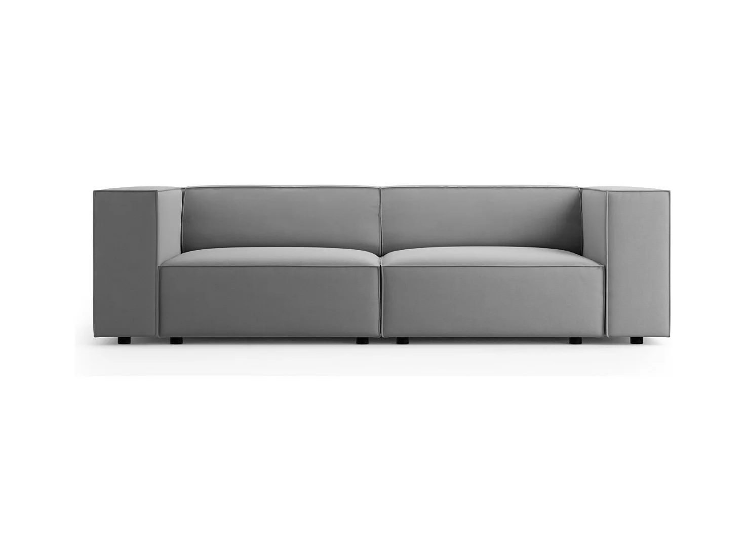 Cosmopolitan Design - Bank "Arendal" 3 zitplaatsen, Flueel, Lichtgrijs - 204x102x70cm