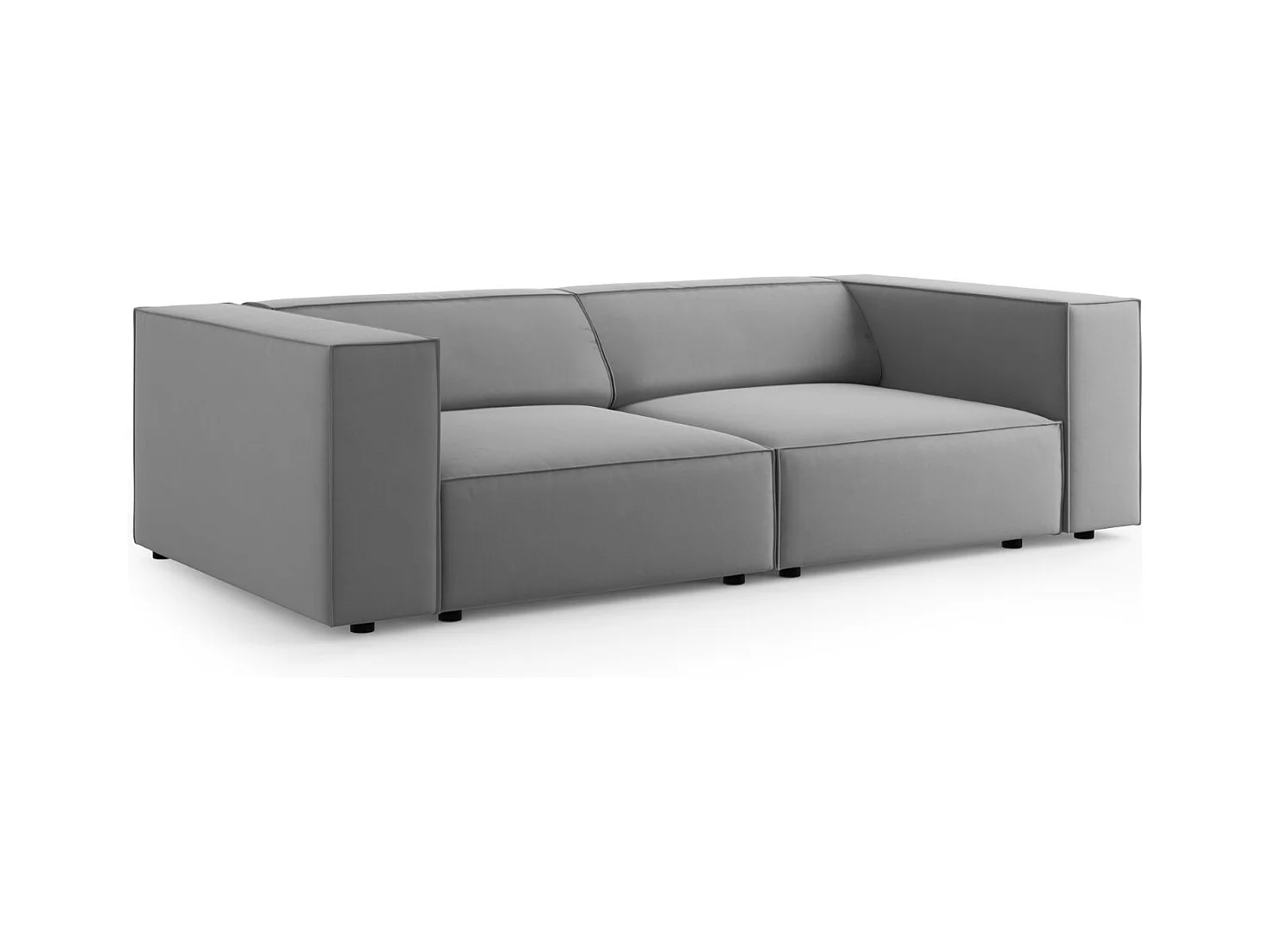 Cosmopolitan Design - Divano "Arendal" 3 posti in velluto grigio chiaro - 204x102x70cm