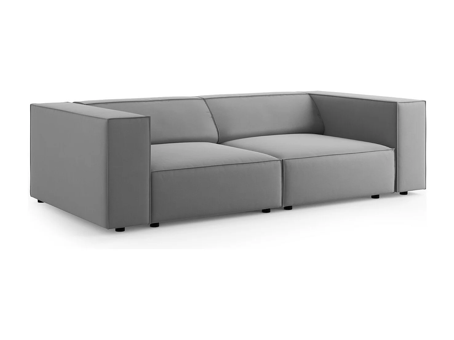 Cosmopolitan Design - Sofá "Arendal" 3 plazas de terciopelo gris claro - 204x102x70cm
