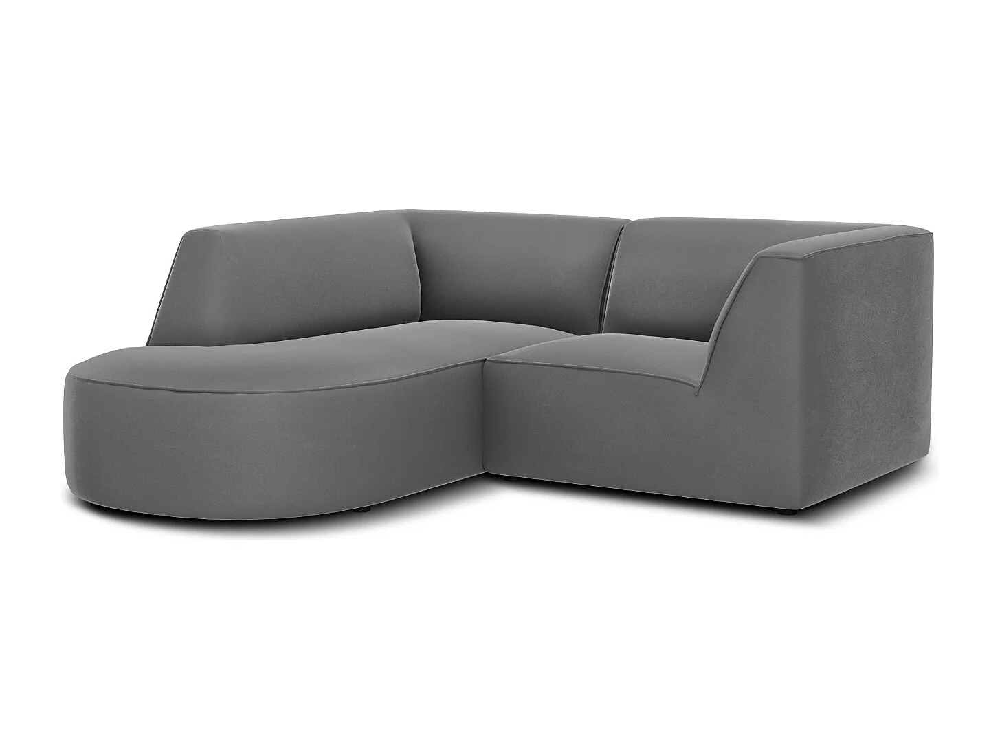 CXL by Christian Lacroix - 3-Sitzer Ecksofa links "Charles" Sitzer aus Samt dunkelgrau - 186x180x69cm