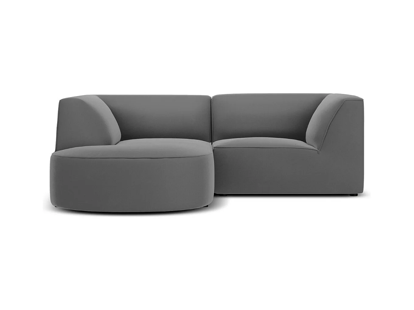 CXL by Christian Lacroix - Canapé d'angle gauche "Charles" 3 places en velours gris foncé - 186x180x69cm