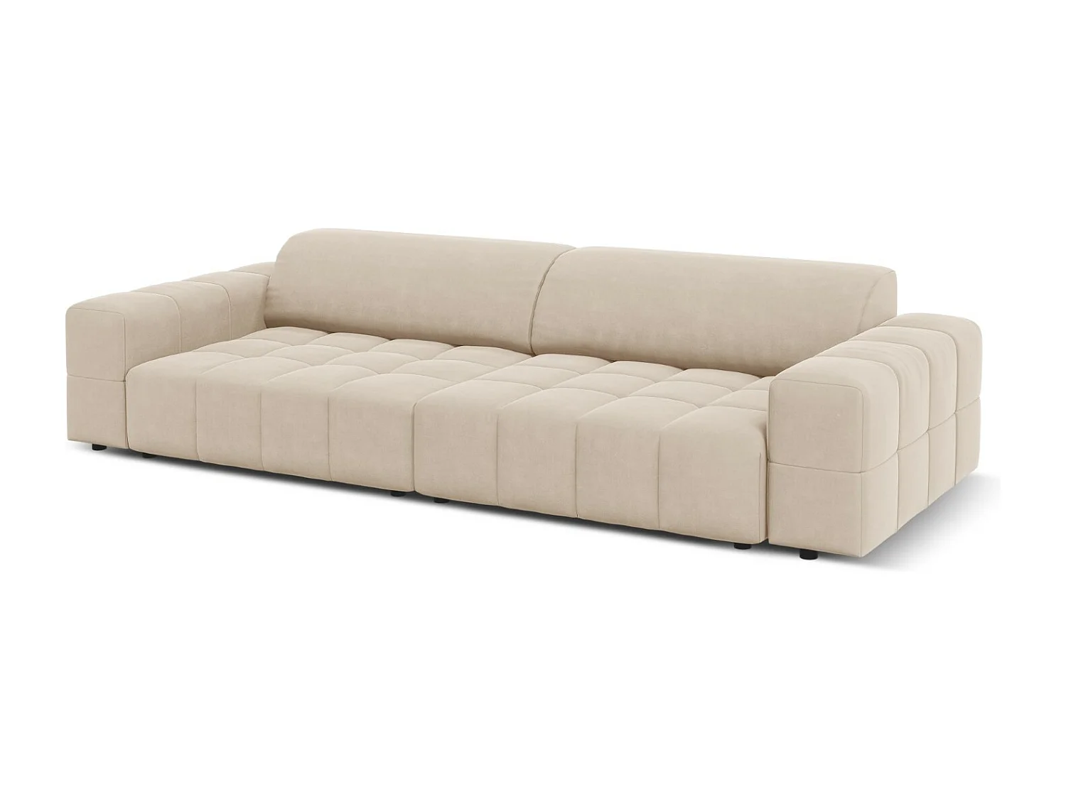 CXL by Christian Lacroix - Sofá "Luc" 4 lugares em veludo bege claro - 244x102x70cm